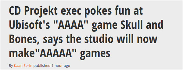 遊戲行業A級標籤不斷增加 CDPR高層戲稱：我們將是5A