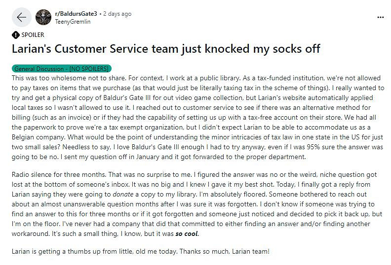 圖書館還能借《柏德之門3》？拉瑞安向圖書館捐遊戲