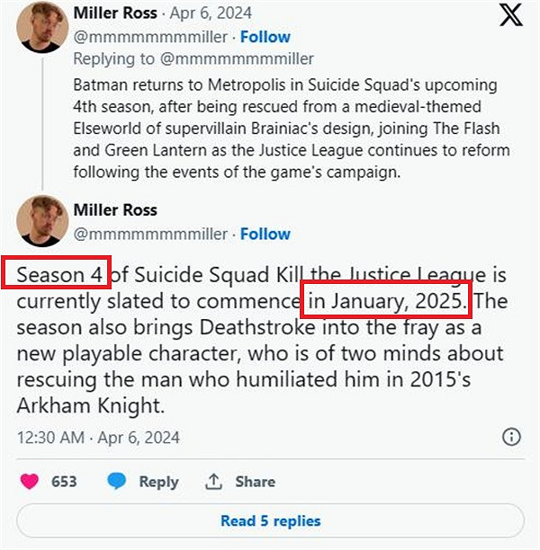 曝《自殺突擊隊:消滅正義聯盟》第四賽季將帶回蝙蝠俠 曝《自殺突擊隊:消滅正義聯盟》第四賽季將帶回蝙蝠俠