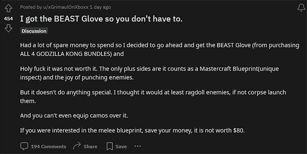 《決勝時刻》金剛手套售價引發玩家不滿:太貴且沒特效 《決勝時刻》金剛手套售價引發玩家不滿:太貴且沒特效