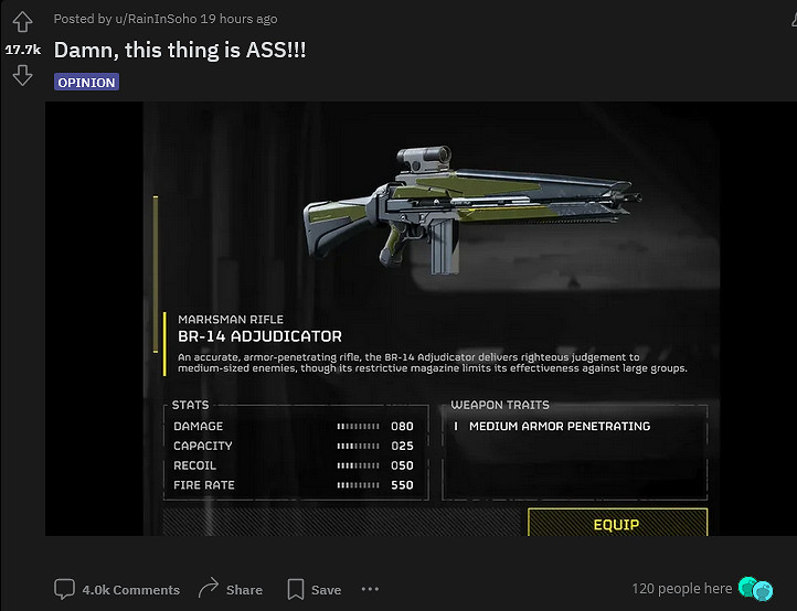 《絕地戰兵2》新通行證武器太過垃圾 引玩家不滿！