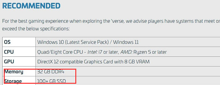 《星際公民》PC配置要求更新：100G固態 最低GTX 1060