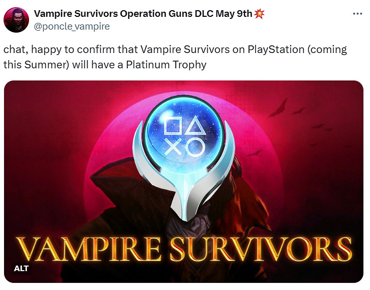 又可以肝了！PS版《吸血鬼倖存者》確認擁有白金獎杯