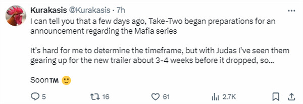 爆料:《四海兄弟》新作宣發正在準備中 虛幻5引擎製作