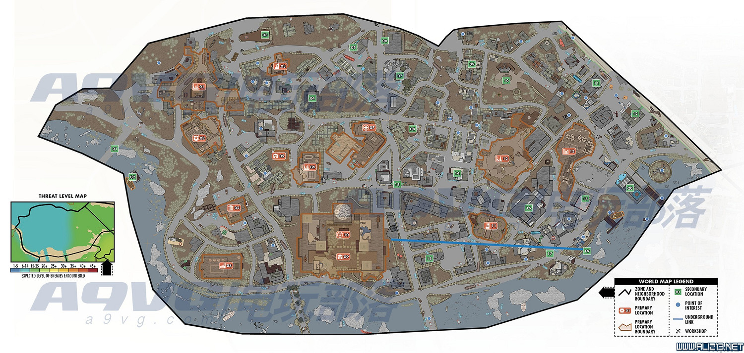 《異塵餘生4》世界地圖全區域及怪物等級分布18個位置分享 《異塵餘生4》世界地圖全區域及怪物等級分布18個位置分享