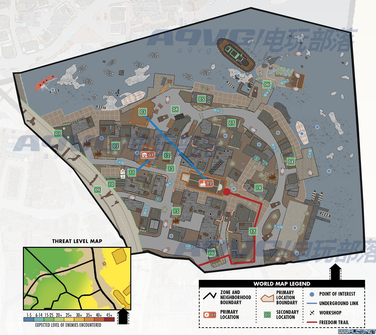 《異塵餘生4》世界地圖全區域及怪物等級分布18個位置分享 《異塵餘生4》世界地圖全區域及怪物等級分布18個位置分享