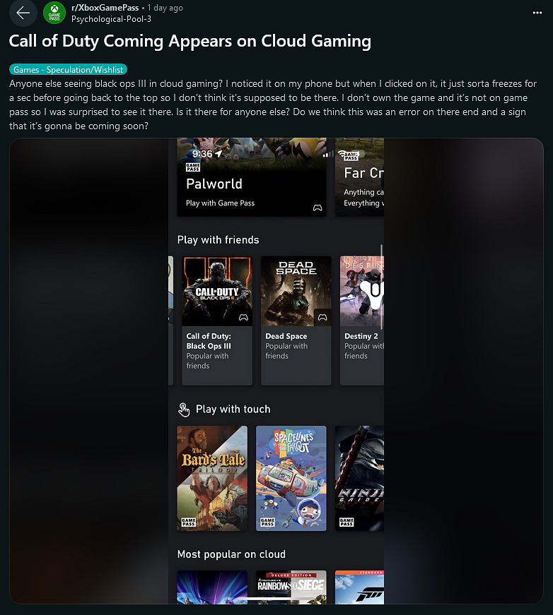 《決勝時刻》舊作現身Xbox雲遊戲 或即將登陸 Xbox Game Pass (XGP) 《決勝時刻》舊作現身Xbox雲遊戲 或即將登陸 Xbox Game Pass (XGP)