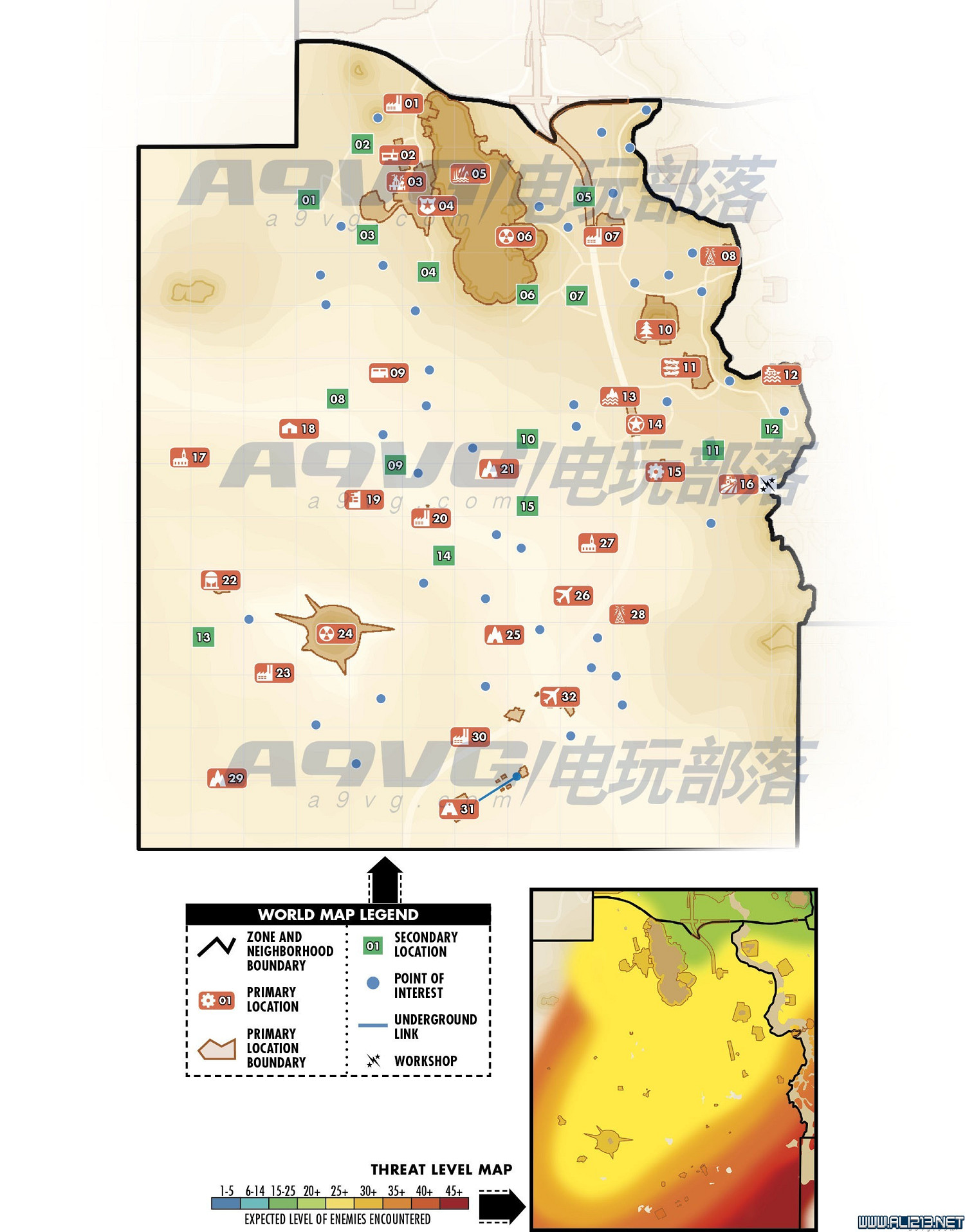 《異塵餘生4》世界地圖全區域及怪物等級分布18個位置分享 《異塵餘生4》世界地圖全區域及怪物等級分布18個位置分享