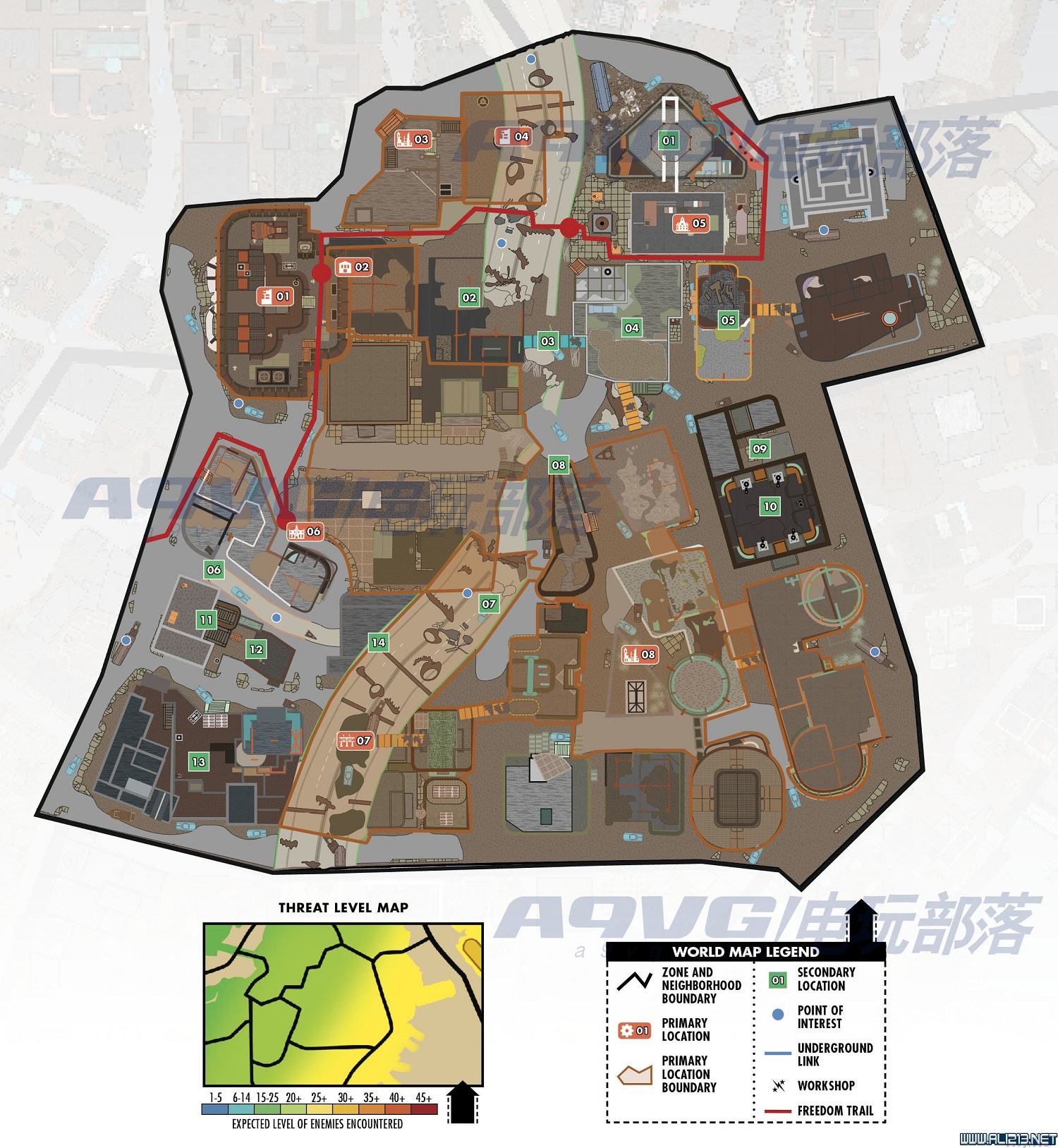 《異塵餘生4》世界地圖全區域及怪物等級分布18個位置分享 《異塵餘生4》世界地圖全區域及怪物等級分布18個位置分享