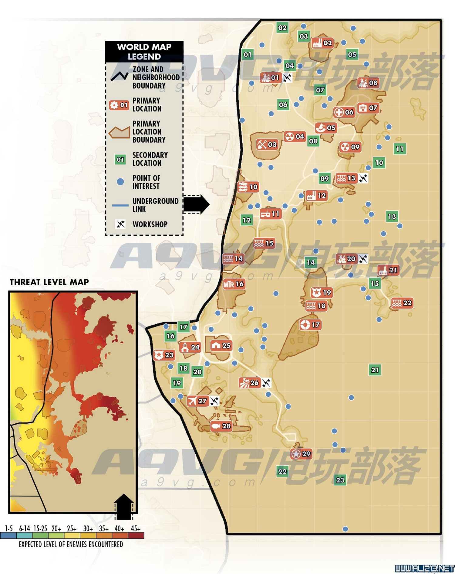 《異塵餘生4》世界地圖全區域及怪物等級分布18個位置分享 《異塵餘生4》世界地圖全區域及怪物等級分布18個位置分享