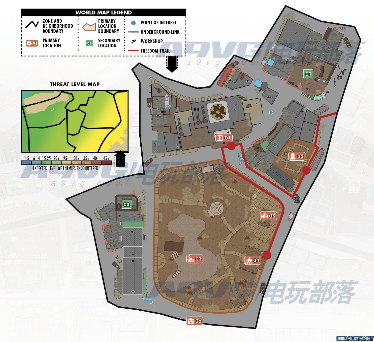 《異塵餘生4》世界地圖全區域及怪物等級分布18個位置分享 《異塵餘生4》世界地圖全區域及怪物等級分布18個位置分享