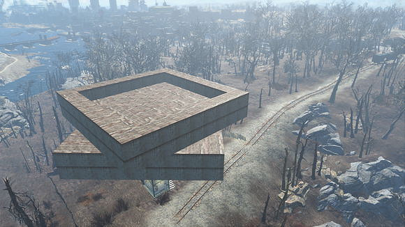 《異塵餘生4》紅火箭維修站六角形空中樓閣賞析