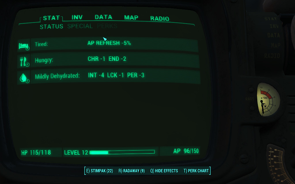 《異塵餘生4》生存模式吃喝睡相關異常狀態圖文評測