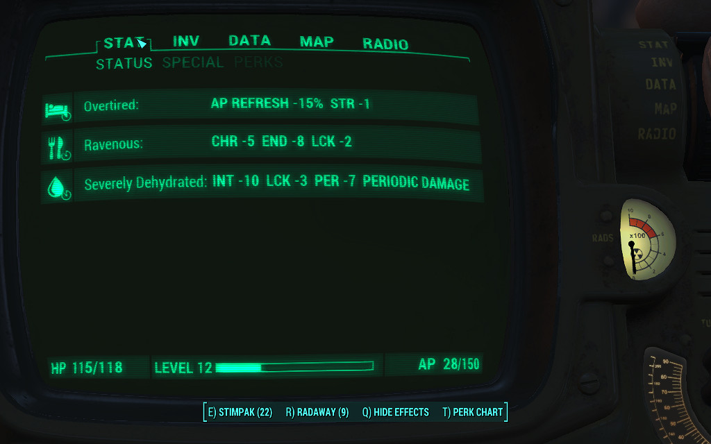 《異塵餘生4》生存模式吃喝睡相關異常狀態圖文評測