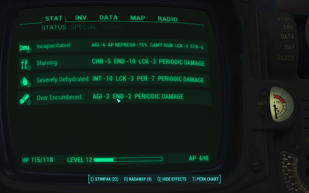 《異塵餘生4》生存模式吃喝睡相關異常狀態圖文評測