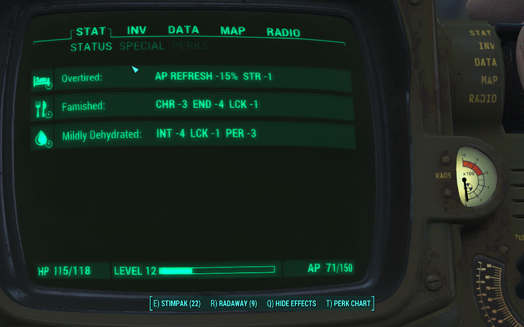 《異塵餘生4》生存模式吃喝睡相關異常狀態圖文評測