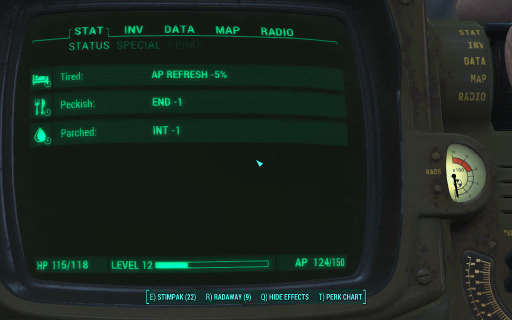 《異塵餘生4》生存模式吃喝睡相關異常狀態圖文評測