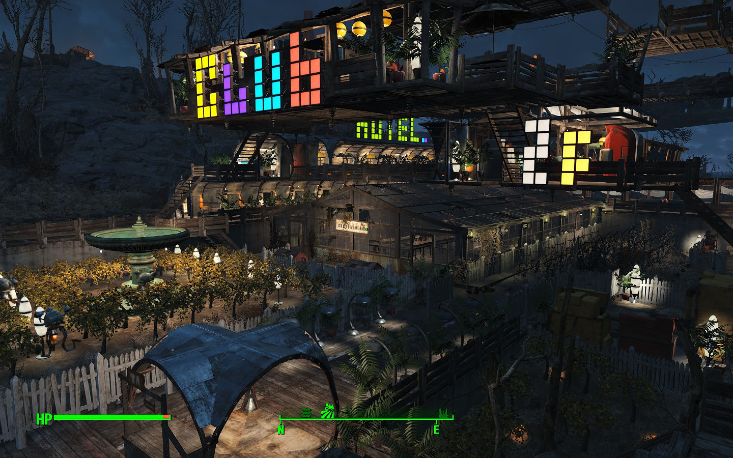 《異塵餘生4》格雷花園內外建設圖文一覽 夜空中的美麗花園