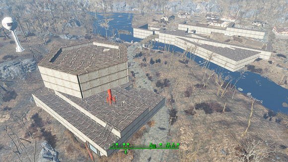 《異塵餘生4》紅火箭維修站六角形空中樓閣賞析