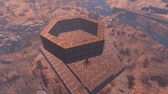 《異塵餘生4》紅火箭維修站六角形空中樓閣賞析