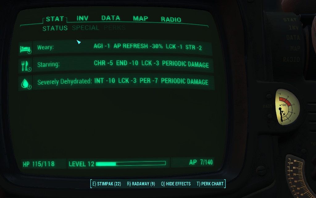 《異塵餘生4》生存模式吃喝睡相關異常狀態圖文評測