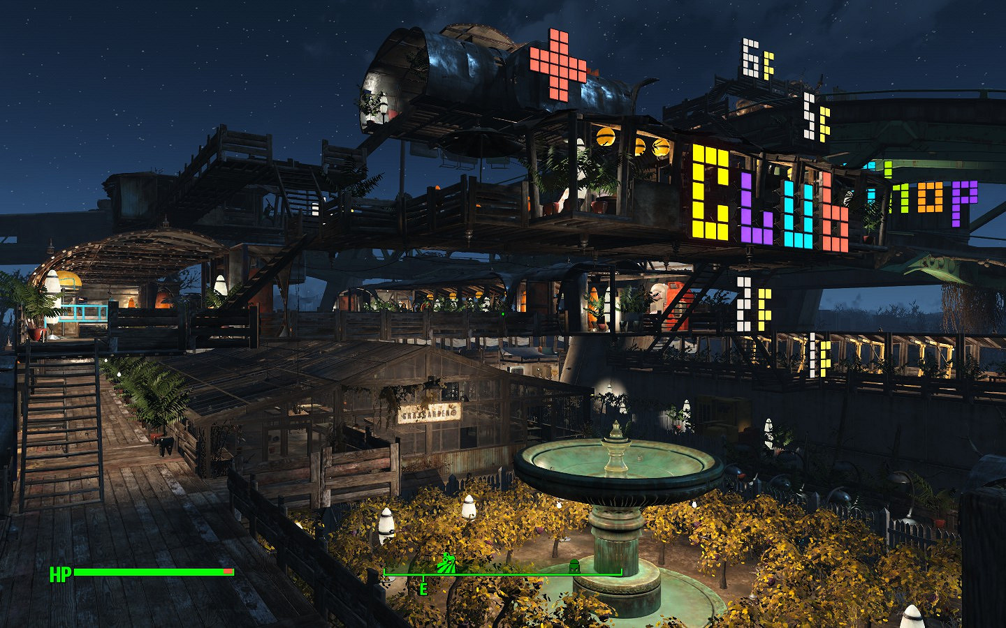 《異塵餘生4》格雷花園內外建設圖文一覽 夜空中的美麗花園