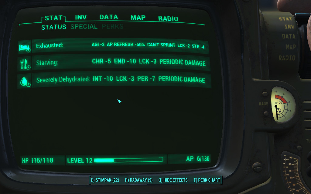 《異塵餘生4》生存模式吃喝睡相關異常狀態圖文評測