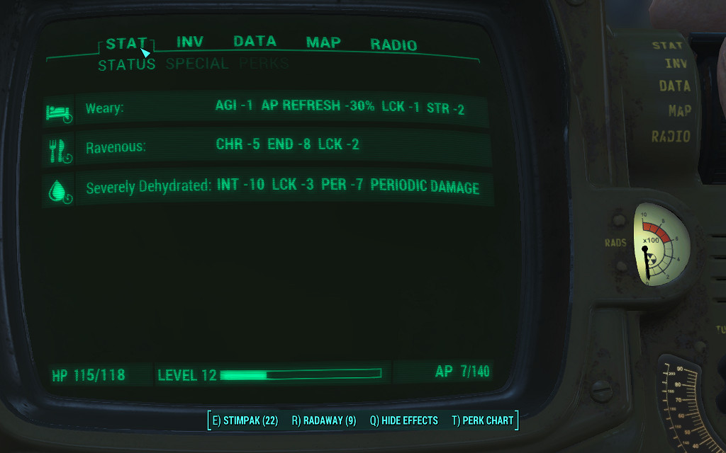 《異塵餘生4》生存模式吃喝睡相關異常狀態圖文評測