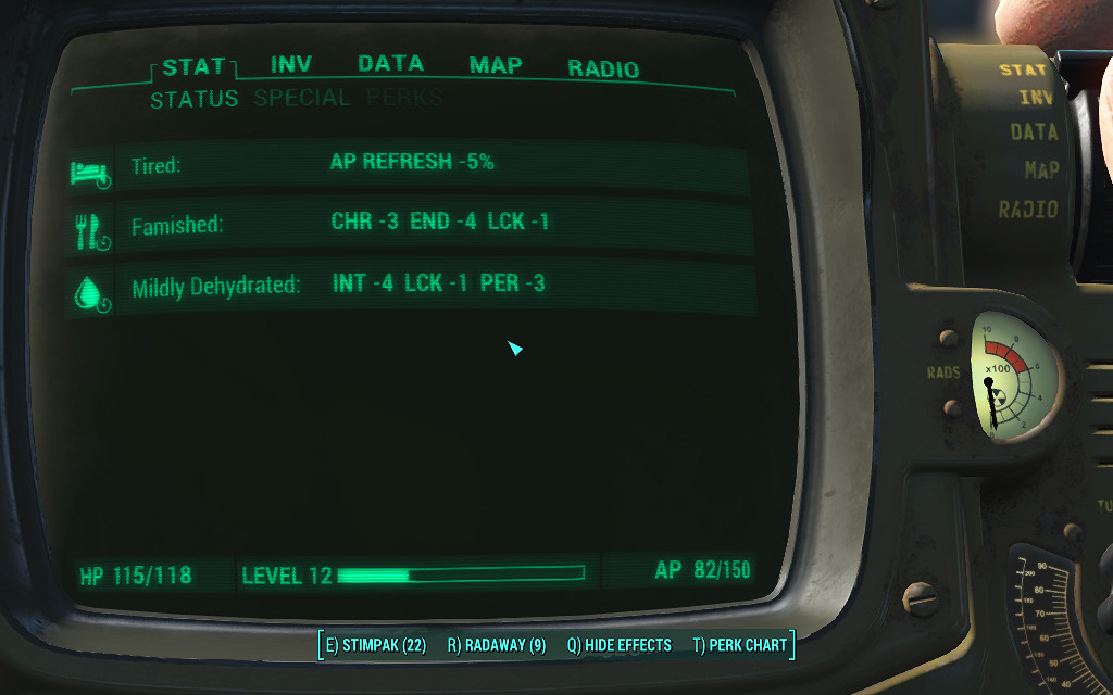 《異塵餘生4》生存模式吃喝睡相關異常狀態圖文評測