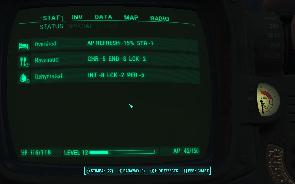 《異塵餘生4》生存模式吃喝睡相關異常狀態圖文評測