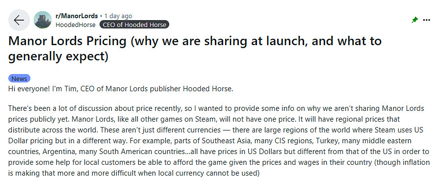 發行商:《莊園領主》不會採用3A的定價 價格絕對公平 發行商:《莊園領主》不會採用3A的定價 價格絕對公平