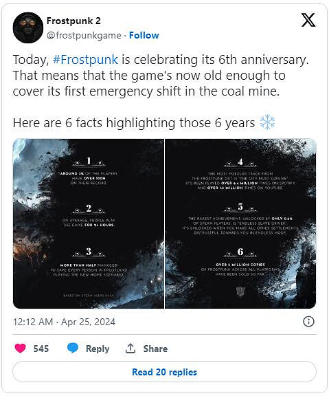 《冰汽時代》6周年紀念！官方宣布遊戲銷量突破500萬