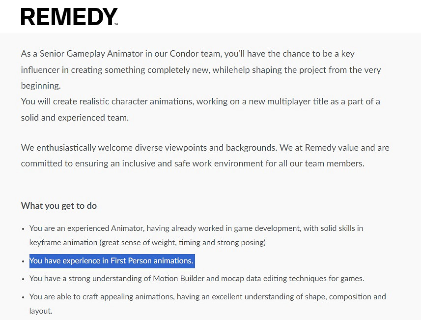 Remedy《控制》衍生作將支援第一人稱