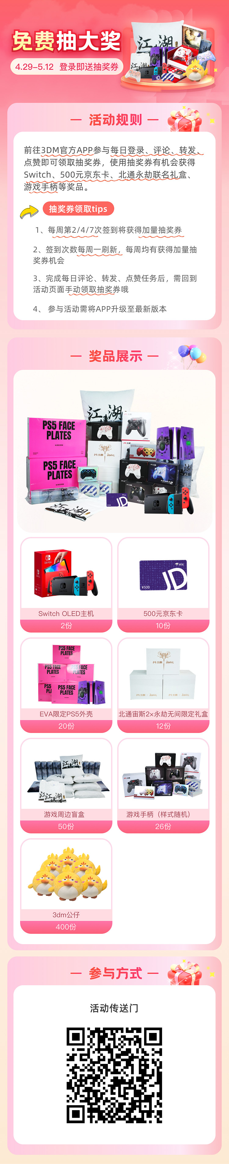 免費送Switch、500元京東卡！每日登錄贏大獎