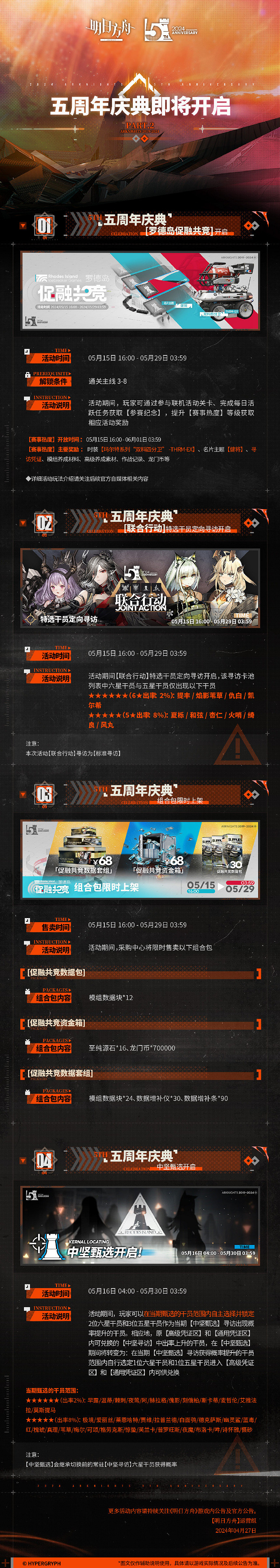 《明日方舟》五周年慶典活動一覽 《明日方舟》五周年慶典活動一覽