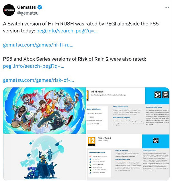 曝《Hi-Fi Rush》Switch版獲PEGI評級12+：含中度暴力