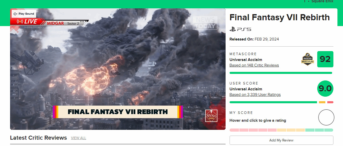 《劍星》超《FF7:重生》成今年M站使用者評分最高遊戲 《劍星》超《FF7:重生》成今年M站使用者評分最高遊戲