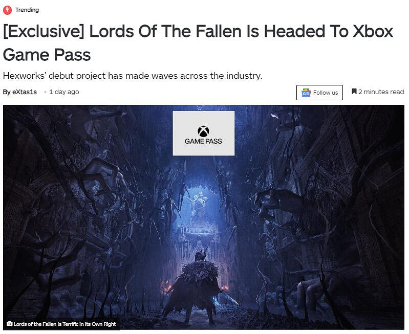 福利來了!傳《墮落之主》會在五月最後一周加入 Xbox Game Pass (XGP)  福利來了!傳《墮落之主》會在五月最後一周加入 Xbox Game Pass (XGP)