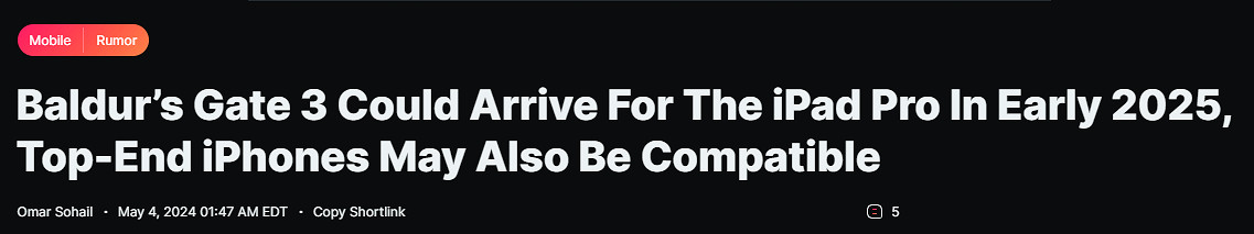 早報:柏德之門3明年登iOS!黑帝斯2或開啟EA 早報:柏德之門3明年登iOS!黑帝斯2或開啟EA