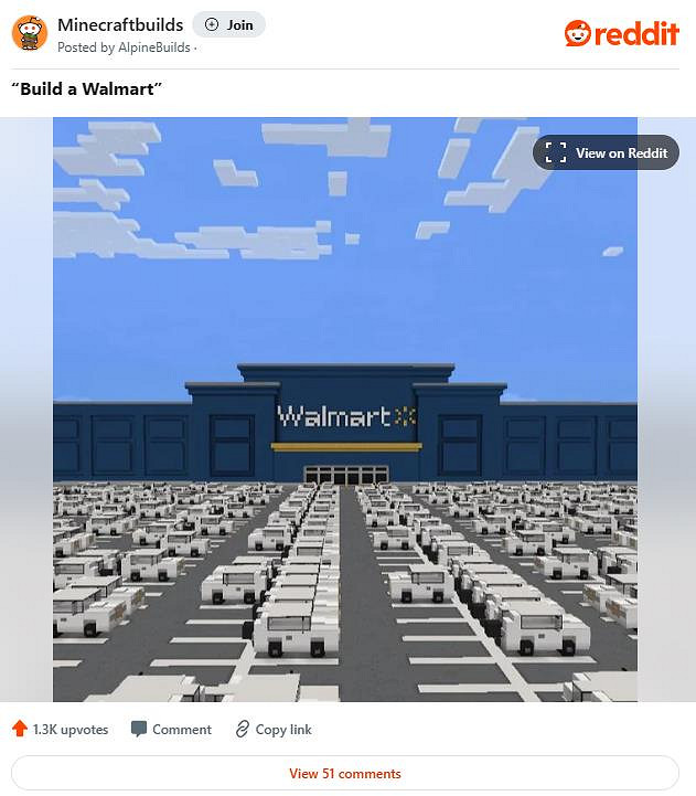 細節滿滿!《當個創世神麥塊》玩家在遊戲中建造沃爾瑪停車場 細節滿滿!《當個創世神麥塊》玩家在遊戲中建造沃爾瑪停車場