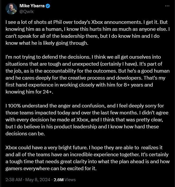 前暴雪總裁為Xbox老板發聲：關閉工作室的決定很艱難