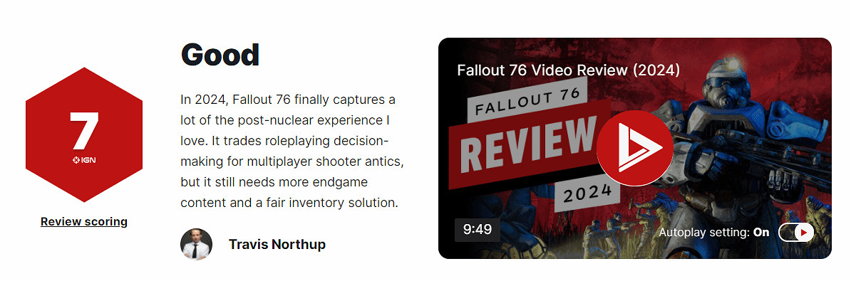 《異塵餘生76》IGN重評 7分：有很大的進步 但仍需成長！