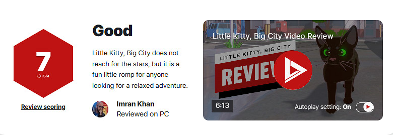 《小貓咪大城市》IGN 7分：畫面可愛迷人 充滿吸引力!