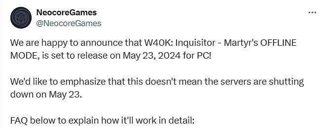 PC版《戰鎚40K:審判官-殉道者》5月23日推出離線模式! PC版《戰鎚40K:審判官-殉道者》5月23日推出離線模式!