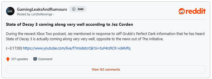 知名舅舅黨jez corden稱《腐爛國度3》進展非常順利