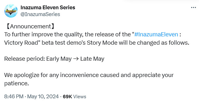 《閃電十一人》Beta測試“故事模式”更新推遲至5下旬