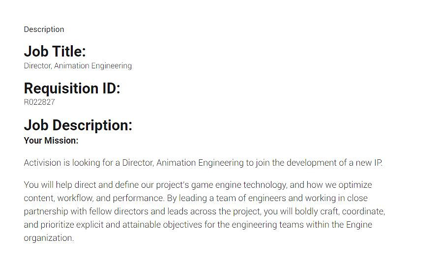 招聘訊息顯示動視正在開發全新IP！或為即時服務遊戲