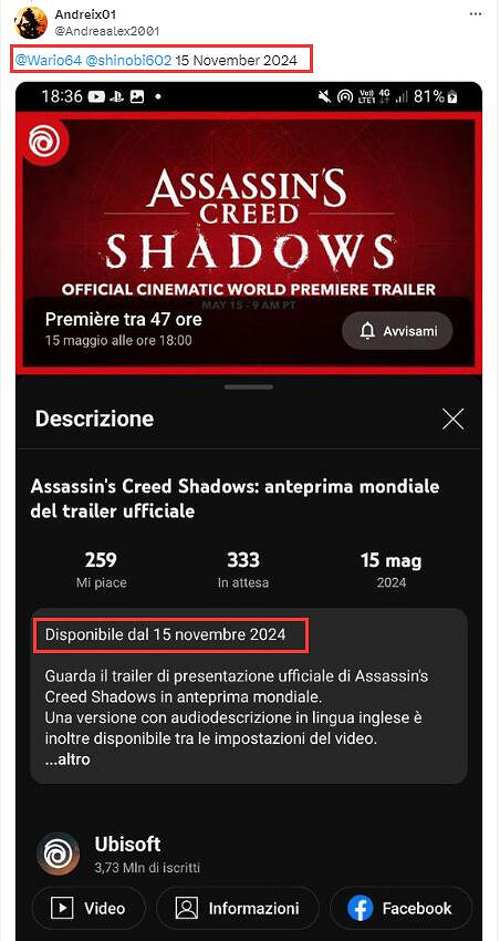 官方鬧烏龍?《刺客教條:影》發售日泄露:11月15日 官方鬧烏龍?《刺客教條:影》發售日泄露:11月15日