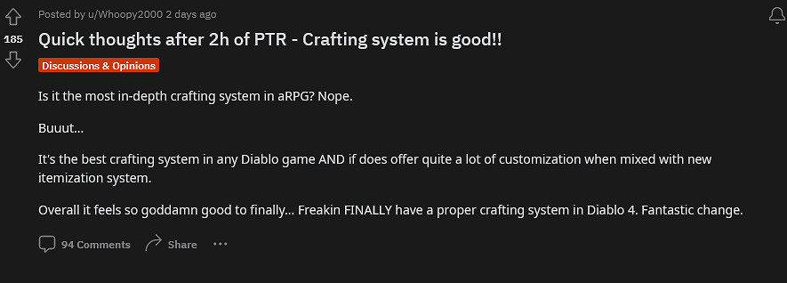 測試服玩家稱《暗黑破壞神4》第四賽季值得期待 測試服玩家稱《暗黑破壞神4》第四賽季值得期待