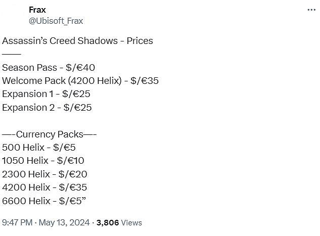 傳聞《刺客教條：影》將迎來兩個資料片和一個季票